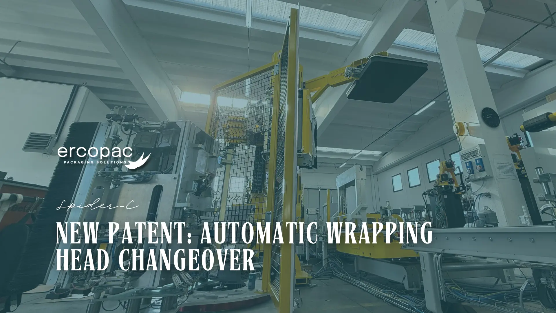 Cover image for Ercopac Spider-C article about new patent for automatic wrapping head changeover