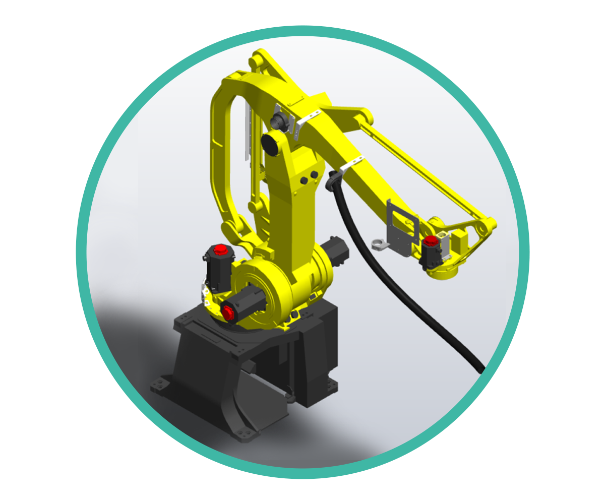 Rendering del robot antropomorfo del sistema Spider-R con focus sul design compatto e il sistema di movimentazione.