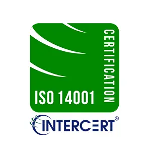 Logo ISO 14001 certification obtained by Ercopac for environmental management.