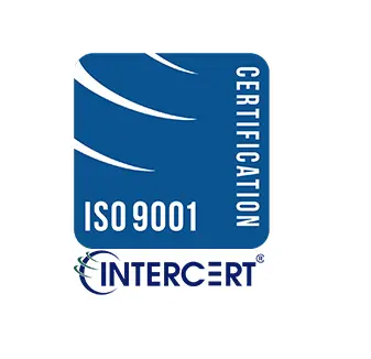 Logo certificazione ISO 9001 ottenuta da Ercopac per la gestione della qualità.