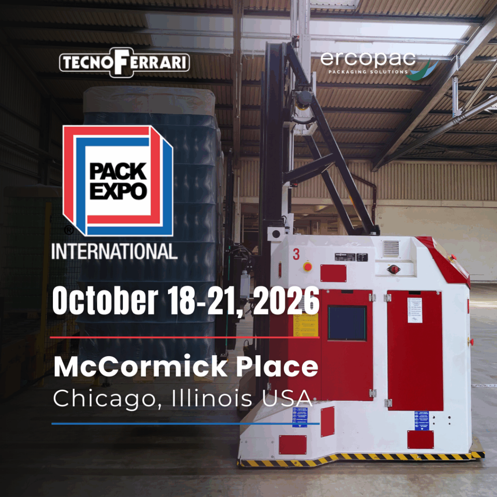 locandina di partecipazione di ercopac e tecnoferrari alla fiera pack expo 2026 a chicago
