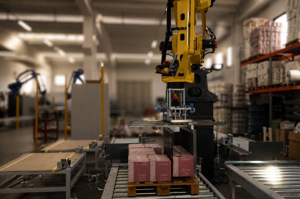 pallettizzatore robotizzato a file